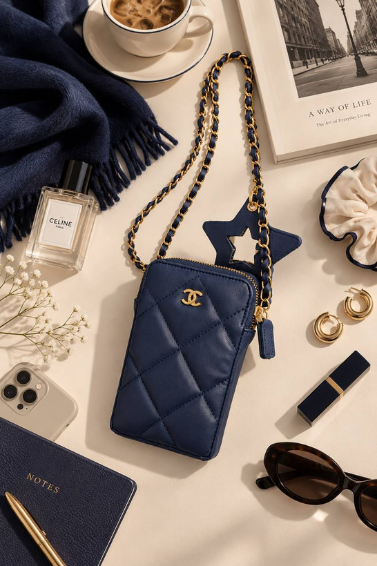 کیف موبایلی زنانه شنل | چرمی آینهدار CHANEL